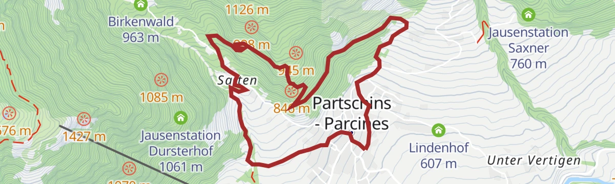 Route map: Il sentiero delle leggende di Parcines